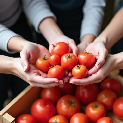 Das Gründerteam von Alpine Fresh Foods AG bespricht die Qualität von frischen Tomaten.